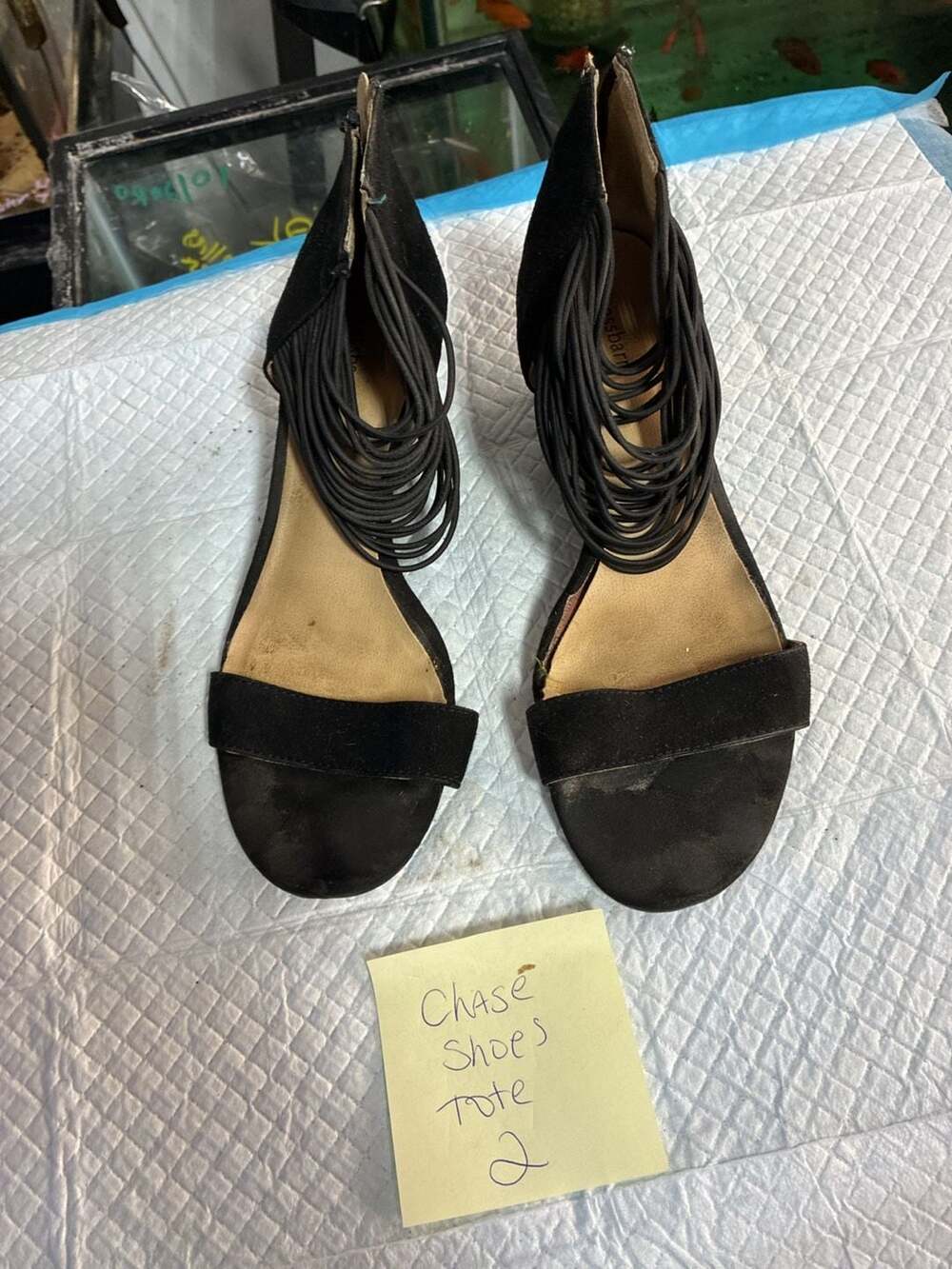 dressbarn Black Strappy Cage Wedge Sandals